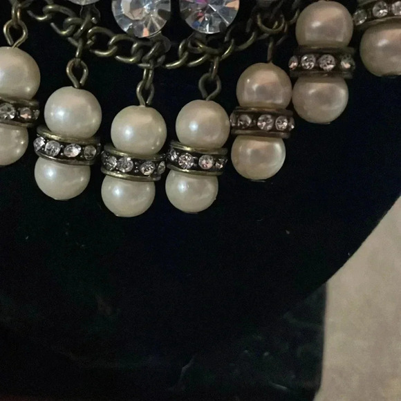 Vintage deco art reversible pearl rhinestone multi chain necklace - Picture 4 of 6